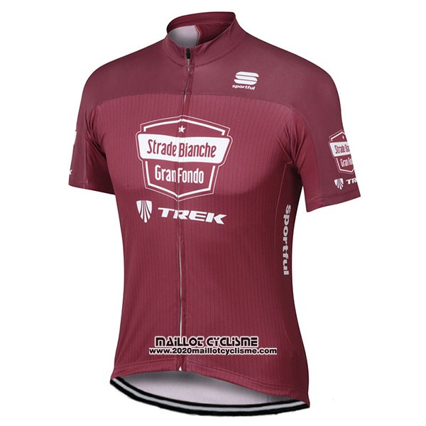 2017 Maillot Ciclismo Strade Bianche Trek Rouge Manches Courtes et Cuissard